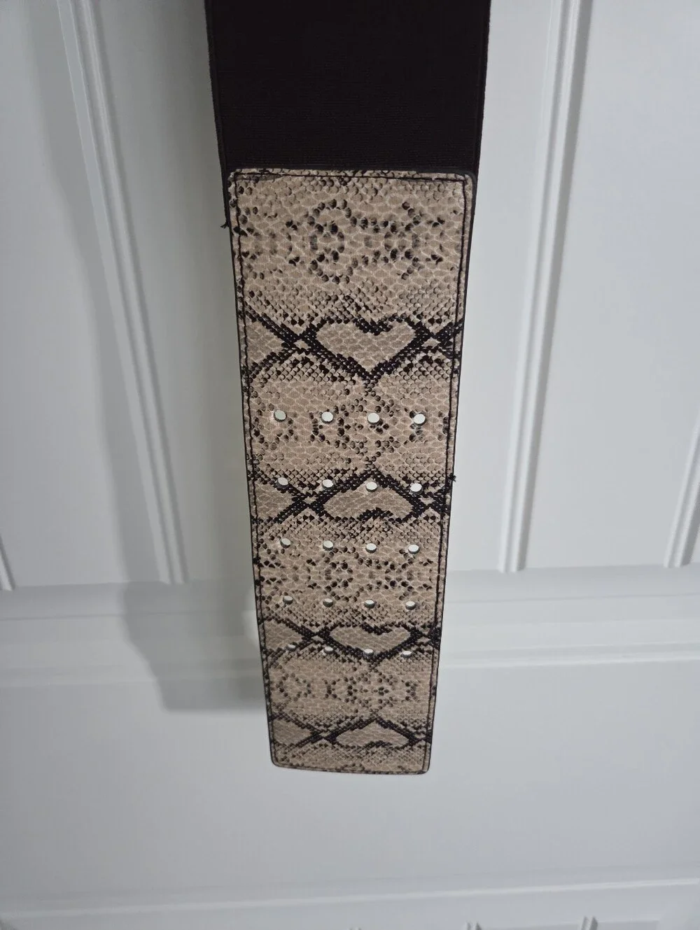 Nine West Dark Brown And Print Wide Elasticized Cinch Belt
